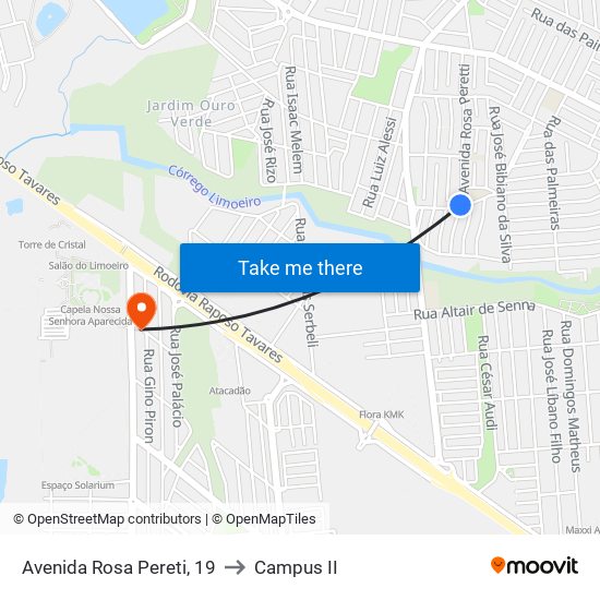 Avenida Rosa Pereti, 19 to Campus  II map