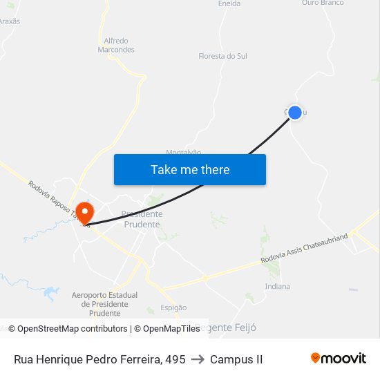 Rua Henrique Pedro Ferreira, 495 to Campus  II map