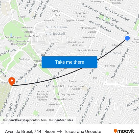 Avenida Brasil, 744 | Ricon to Tesouraria Unoeste map