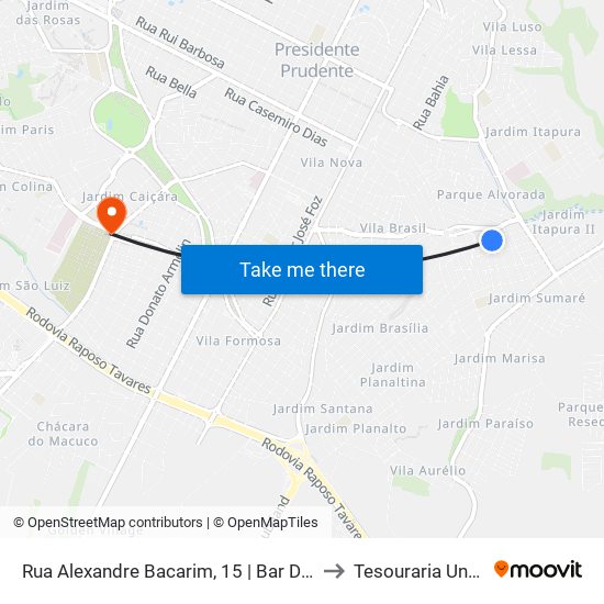 Rua Alexandre Bacarim, 15 | Bar Do Teixeira to Tesouraria Unoeste map