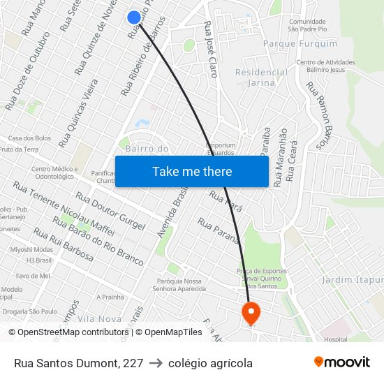 Rua Santos Dumont, 227 to colégio agrícola map