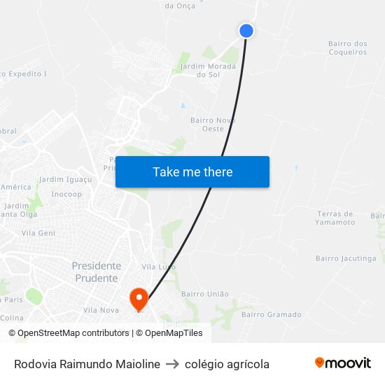 Rodovia Raimundo Maioline to colégio agrícola map