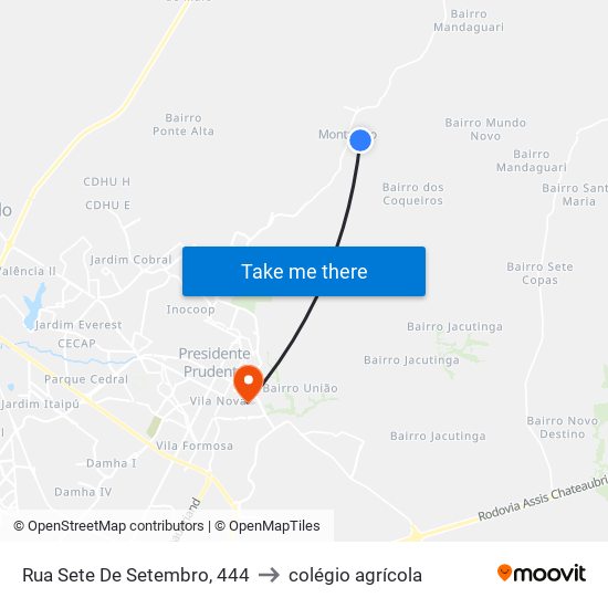 Rua Sete De Setembro, 444 to colégio agrícola map