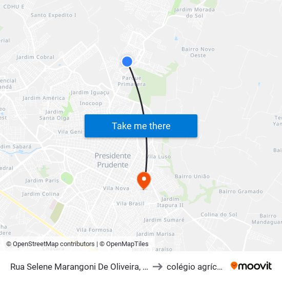 Rua Selene Marangoni De Oliveira, 53 to colégio agrícola map