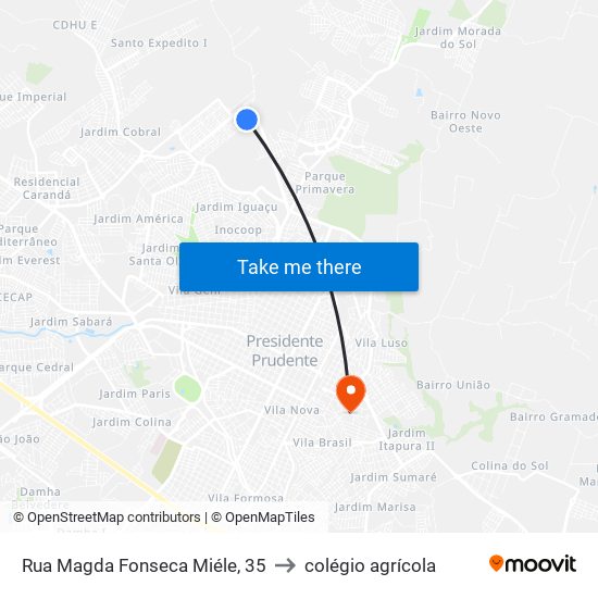 Rua Magda Fonseca Miéle, 35 to colégio agrícola map