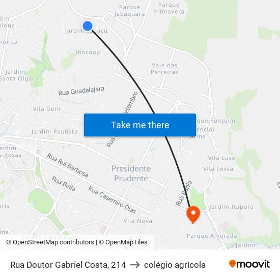 Rua Doutor Gabriel Costa, 214 to colégio agrícola map
