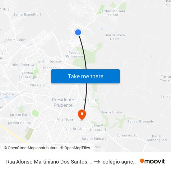 Rua Alonso Martiniano Dos Santos, 529 to colégio agrícola map