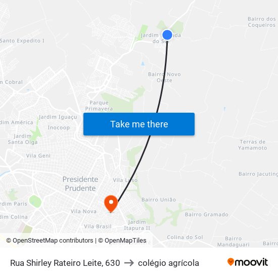 Rua Shirley Rateiro Leite, 630 to colégio agrícola map