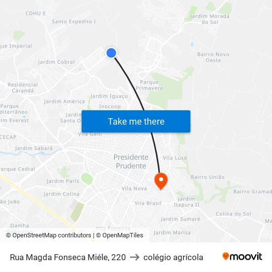 Rua Magda Fonseca Miéle, 220 to colégio agrícola map