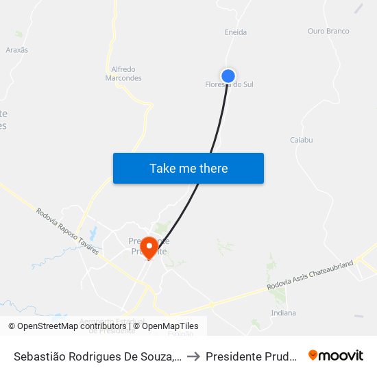 Sebastião Rodrigues De Souza, 720 to Presidente Prudente map