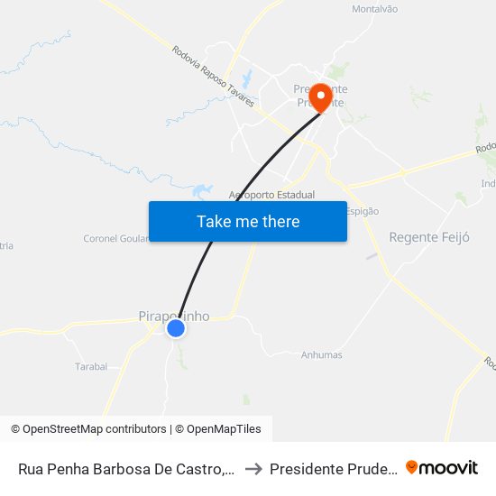 Rua Penha Barbosa De Castro, 171 to Presidente Prudente map