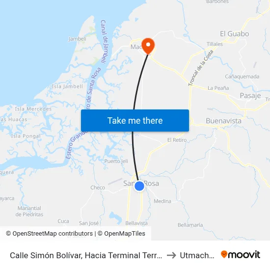 Calle Simón Bolívar, Hacia Terminal Terrestre to Utmachala map