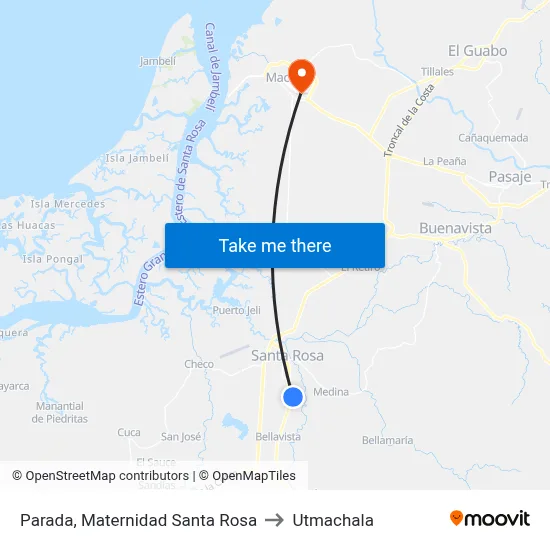 Parada, Maternidad Santa Rosa to Utmachala map