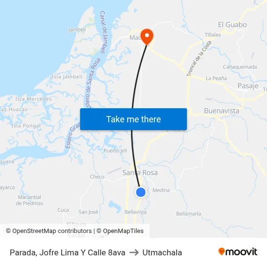 Parada, Jofre Lima Y Calle 8ava to Utmachala map