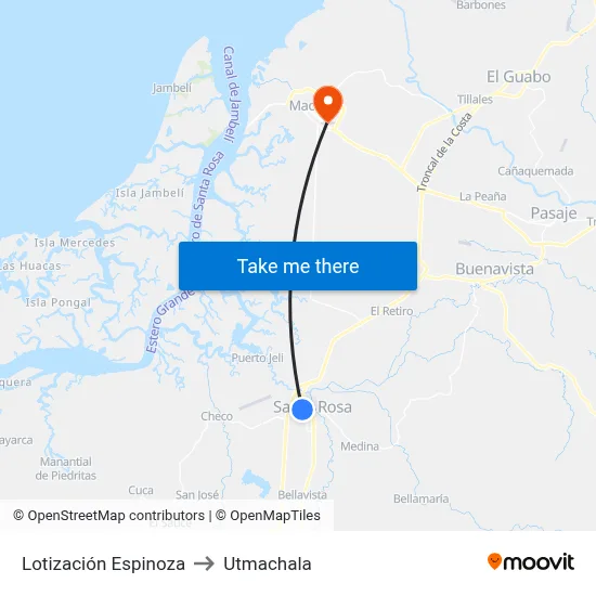 Lotización Espinoza to Utmachala map