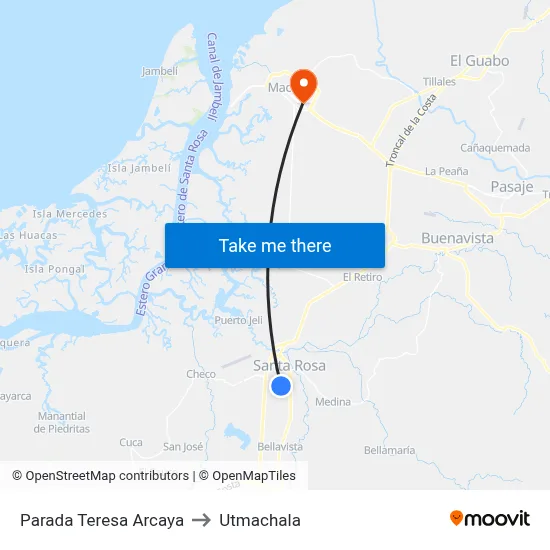 Parada Teresa Arcaya to Utmachala map