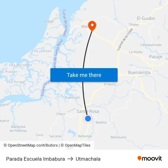 Parada Escuela Imbabura to Utmachala map