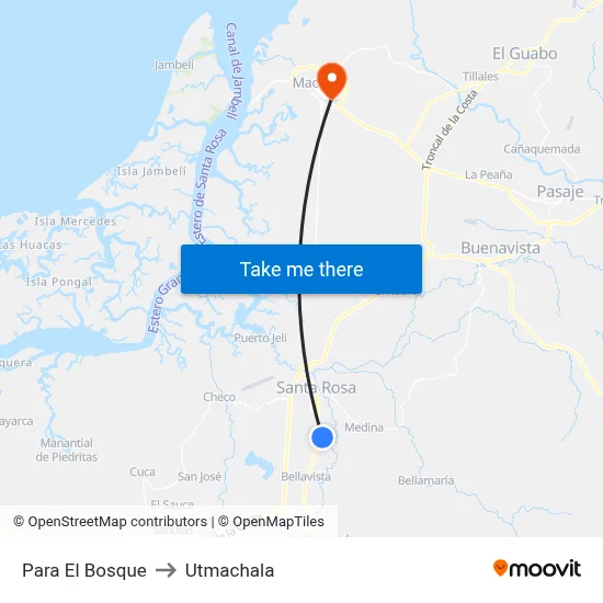 Para El Bosque to Utmachala map