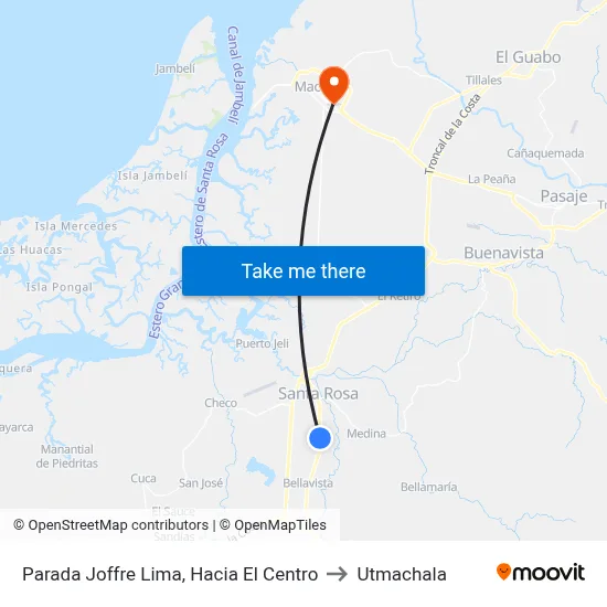 Parada Joffre Lima, Hacia El Centro to Utmachala map