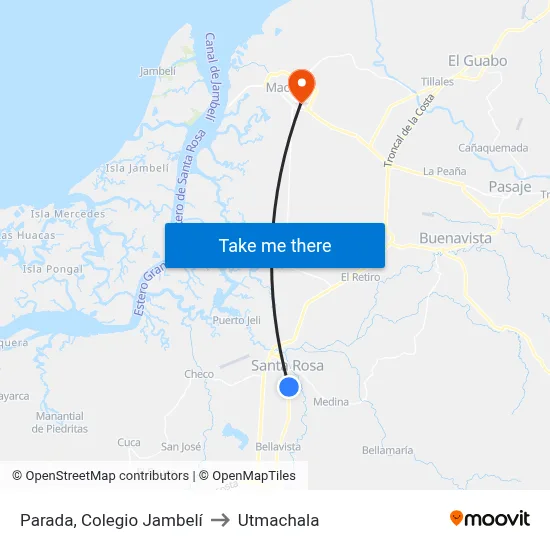 Parada, Colegio Jambelí to Utmachala map