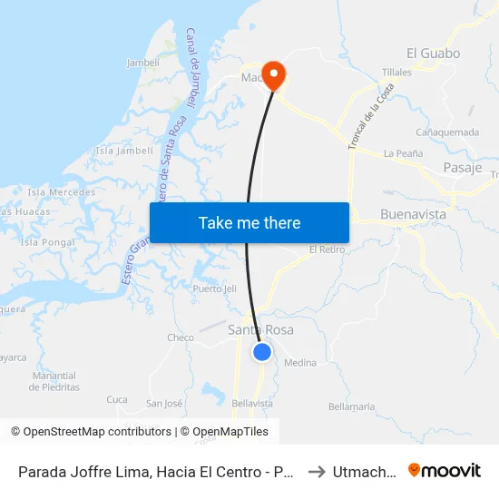 Parada Joffre Lima, Hacia El Centro - Paraiso to Utmachala map