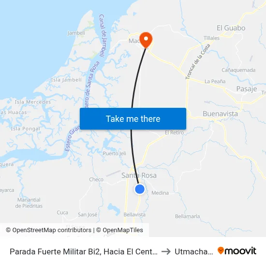 Parada Fuerte Militar Bi2, Hacia El Centro to Utmachala map