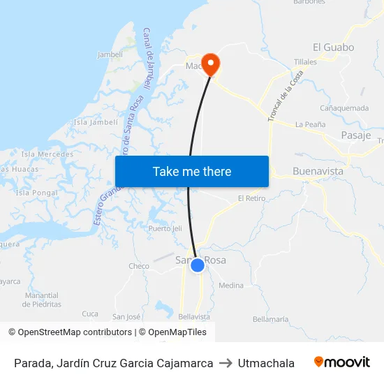 Parada, Jardín Cruz Garcia Cajamarca to Utmachala map
