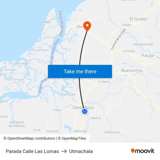 Parada Calle Las Lomas to Utmachala map