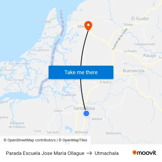 Parada Escuela Jose Maria Ollague to Utmachala map