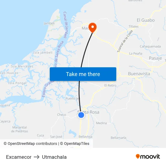 Excamecor to Utmachala map
