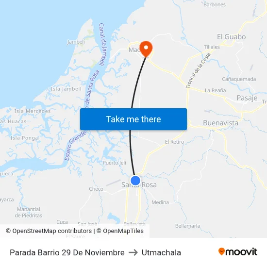 Parada Barrio 29 De Noviembre to Utmachala map