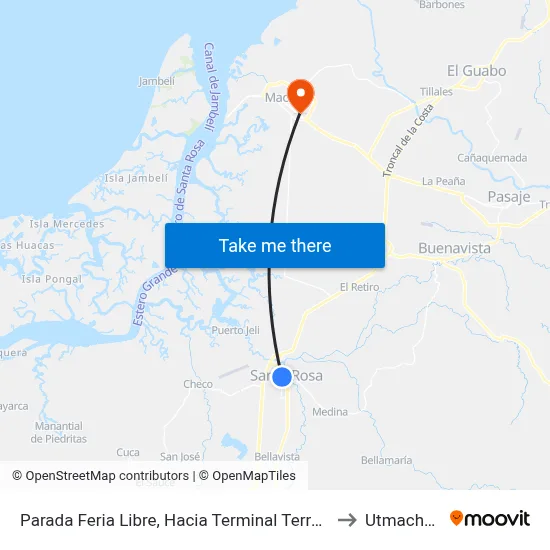 Parada Feria Libre, Hacia Terminal Terrestre to Utmachala map