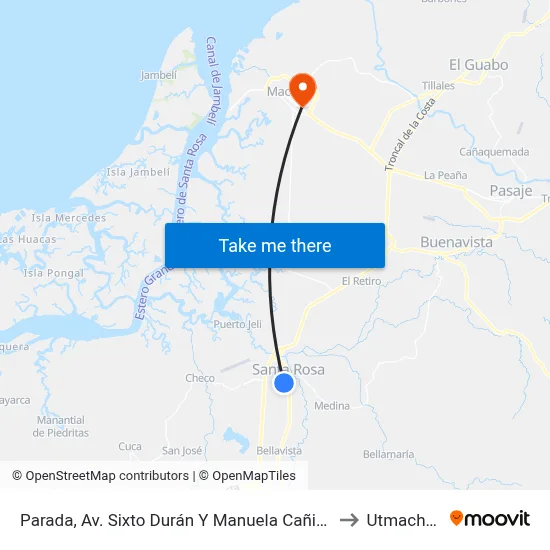 Parada, Av. Sixto Durán Y Manuela Cañizares to Utmachala map