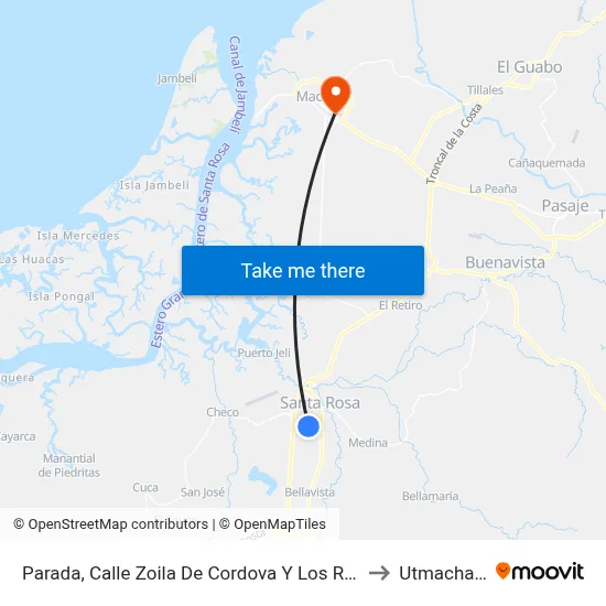 Parada, Calle Zoila De Cordova Y Los Ríos to Utmachala map