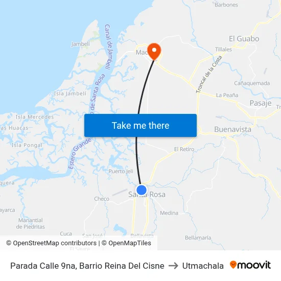 Parada Calle 9na, Barrio Reina Del Cisne to Utmachala map