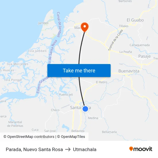Parada, Nuevo Santa Rosa to Utmachala map