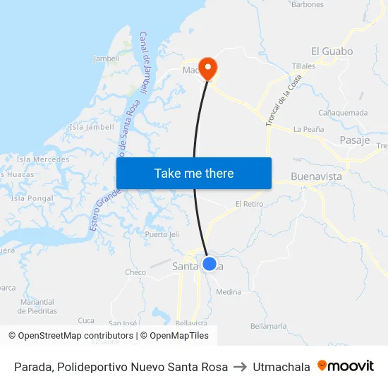 Parada, Polideportivo Nuevo Santa Rosa to Utmachala map