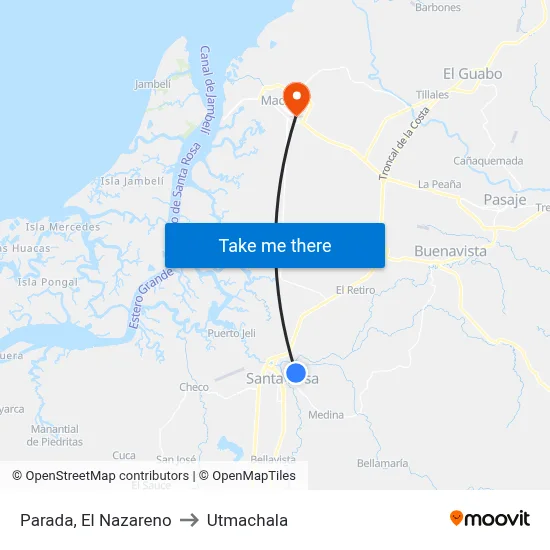 Parada, El Nazareno to Utmachala map