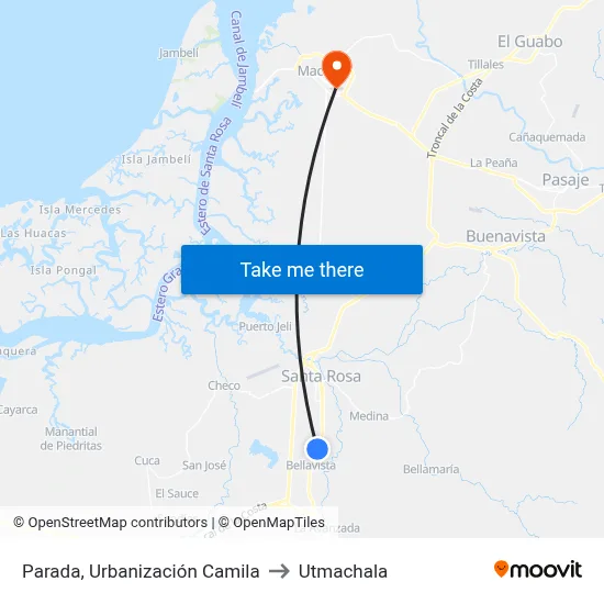 Parada, Urbanización Camila to Utmachala map