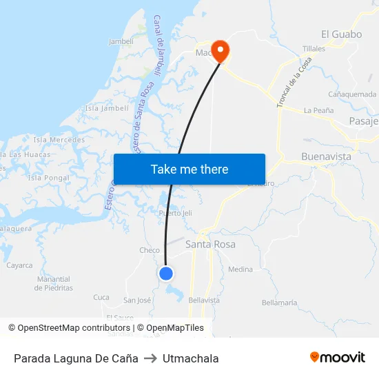 Parada Laguna De Caña to Utmachala map