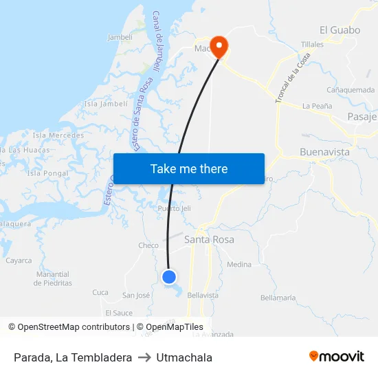 Parada, La Tembladera to Utmachala map