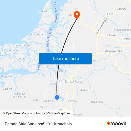 Parada Sitio San José to Utmachala map