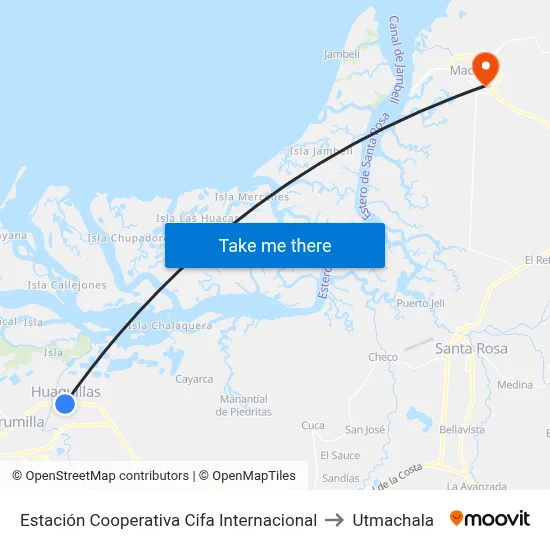 Estación Cooperativa Cifa Internacional to Utmachala map
