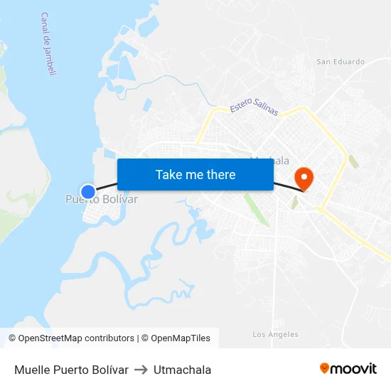 Muelle Puerto Bolívar to Utmachala map