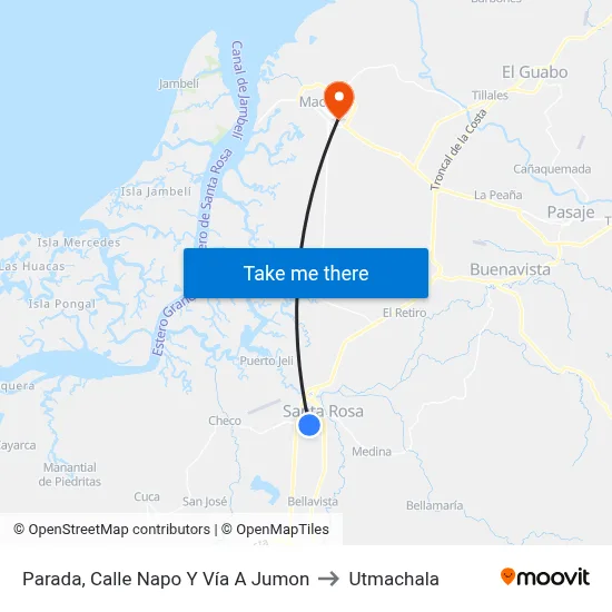 Parada, Calle Napo Y Vía A Jumon to Utmachala map