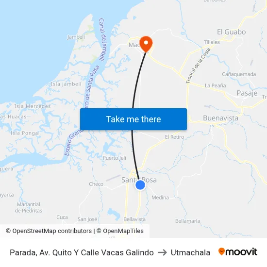 Parada, Av. Quito Y Calle Vacas Galindo to Utmachala map