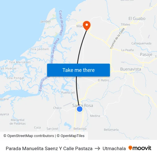 Parada Manuelita Saenz Y Calle Pastaza to Utmachala map