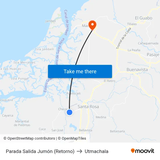 Parada Salida Jumón (Retorno) to Utmachala map