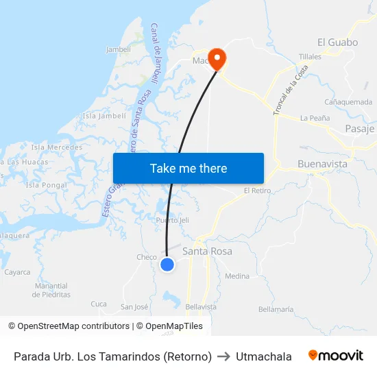 Parada Urb. Los Tamarindos (Retorno) to Utmachala map