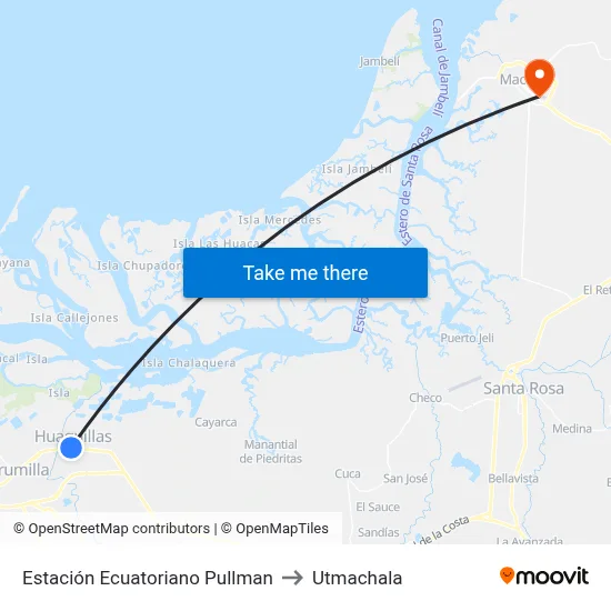 Estación Ecuatoriano Pullman to Utmachala map